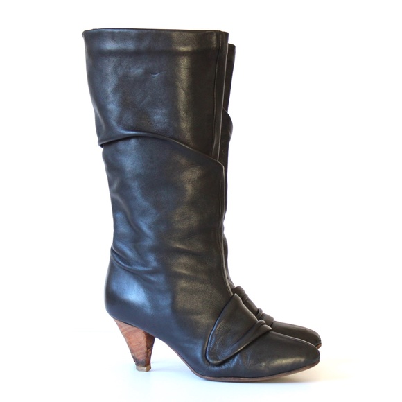 Marion Hanania Paris Lambskin Leather Slouch Boots - Picture 4 of 11